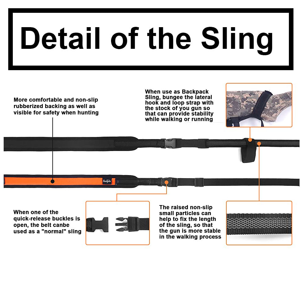 Tactical 2 Point Gun Sling Double Shoulder Backpack Strap